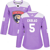 Women's Adidas Florida Panthers Aaron Ekblad Purple Fights Cancer Practice Jersey - Authentic