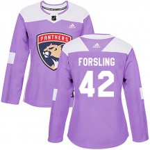Women's Adidas Florida Panthers Gustav Forsling Purple Fights Cancer Practice Jersey - Authentic