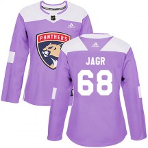 Women's Adidas Florida Panthers Jaromir Jagr Purple Fights Cancer Practice Jersey - Authentic