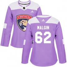 Women's Adidas Florida Panthers Denis Malgin Purple Fights Cancer Practice Jersey - Authentic