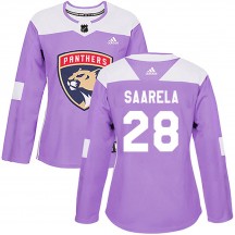 Women's Adidas Florida Panthers Aleksi Saarela Purple ized Fights Cancer Practice Jersey - Authentic