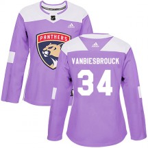 Women's Adidas Florida Panthers John Vanbiesbrouck Purple Fights Cancer Practice Jersey - Authentic