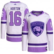 Men's Adidas Florida Panthers Nathan Horton White/Purple Hockey Fights Cancer Primegreen Jersey - Authentic