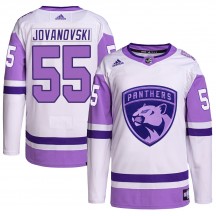 Men's Adidas Florida Panthers Ed Jovanovski White/Purple Hockey Fights Cancer Primegreen Jersey - Authentic