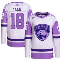 Men's Adidas Florida Panthers Marc Staal White/Purple Hockey Fights Cancer Primegreen Jersey - Authentic