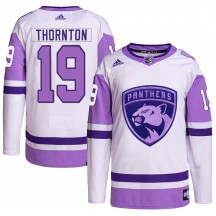 Men's Adidas Florida Panthers Joe Thornton White/Purple Hockey Fights Cancer Primegreen Jersey - Authentic