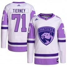 Men's Adidas Florida Panthers Chris Tierney White/Purple Hockey Fights Cancer Primegreen Jersey - Authentic