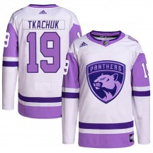Men's Adidas Florida Panthers Matthew Tkachuk White/Purple Hockey Fights Cancer Primegreen Jersey - Authentic