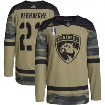 Men's Adidas Florida Panthers Carter Verhaeghe Camo Military Appreciation Practice 2023 Stanley Cup Final Jersey - Authentic
