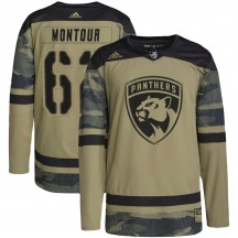 Youth Adidas Florida Panthers Brandon Montour Camo Military Appreciation Practice Jersey - Authentic