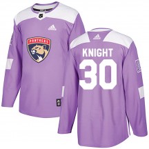 Men's Adidas Florida Panthers Spencer Knight Purple Fights Cancer Practice Jersey - Authentic