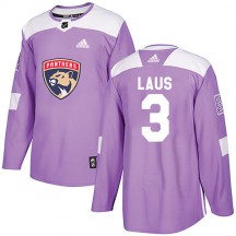 Men's Adidas Florida Panthers Paul Laus Purple Fights Cancer Practice Jersey - Authentic