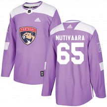 Men's Adidas Florida Panthers Markus Nutivaara Purple Fights Cancer Practice Jersey - Authentic