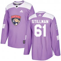 Men's Adidas Florida Panthers Riley Stillman Purple Fights Cancer Practice Jersey - Authentic