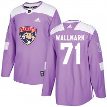 Men's Adidas Florida Panthers Lucas Wallmark Purple Fights Cancer Practice Jersey - Authentic