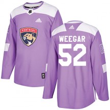Men's Adidas Florida Panthers MacKenzie Weegar Purple Fights Cancer Practice Jersey - Authentic