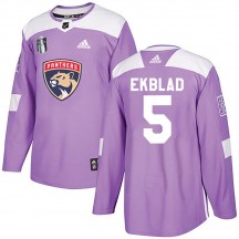 Youth Adidas Florida Panthers Aaron Ekblad Purple Fights Cancer Practice 2023 Stanley Cup Final Jersey - Authentic