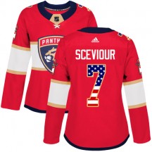 Women's Adidas Florida Panthers Colton Sceviour Red USA Flag Fashion Jersey - Authentic