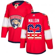 Men's Adidas Florida Panthers Denis Malgin Red USA Flag Fashion Jersey - Authentic