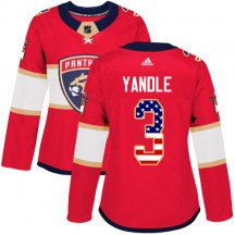 Women's Adidas Florida Panthers Keith Yandle Red USA Flag Fashion Jersey - Authentic