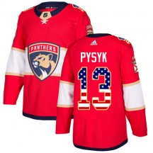 Men's Adidas Florida Panthers Mark Pysyk Red USA Flag Fashion Jersey - Authentic