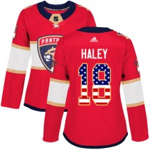 Women's Adidas Florida Panthers Micheal Haley Red USA Flag Fashion Jersey - Authentic