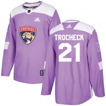 Youth Adidas Florida Panthers Vincent Trocheck Purple Fights Cancer Practice Jersey - Authentic