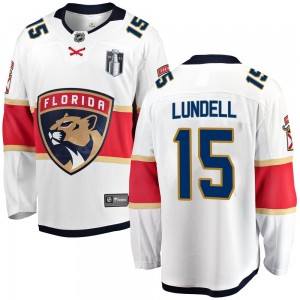 Youth Fanatics Branded Florida Panthers Anton Lundell White Away 2023 Stanley Cup Final Jersey - Breakaway