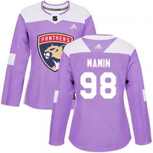 Women's Adidas Florida Panthers Maxim Mamin Purple Fights Cancer Practice Jersey - Authentic