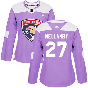 Women's Adidas Florida Panthers Scott Mellanby Purple Fights Cancer Practice Jersey - Authentic