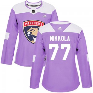 Women's Adidas Florida Panthers Niko Mikkola Purple Fights Cancer Practice Jersey - Authentic