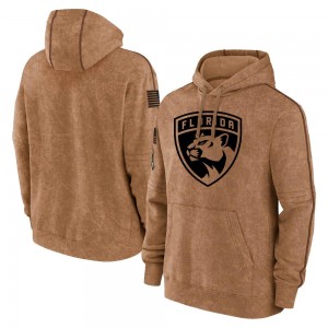 Men's Florida Panthers Brown 2023 Salute to Service Club Pullover Hoodie -