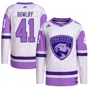 Men's Adidas Florida Panthers Henry Bowlby White/Purple Hockey Fights Cancer Primegreen Jersey - Authentic