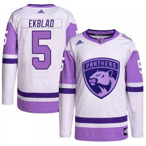 Men's Adidas Florida Panthers Aaron Ekblad White/Purple Hockey Fights Cancer Primegreen Jersey - Authentic