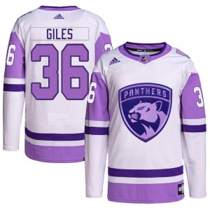 Men's Adidas Florida Panthers Patrick Giles White/Purple Hockey Fights Cancer Primegreen Jersey - Authentic