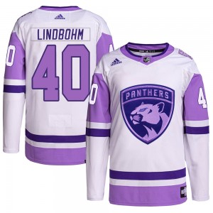 Men's Adidas Florida Panthers Petteri Lindbohm White/Purple Hockey Fights Cancer Primegreen Jersey - Authentic