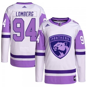 Men's Adidas Florida Panthers Ryan Lomberg White/Purple Hockey Fights Cancer Primegreen Jersey - Authentic