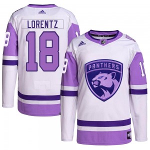 Men's Adidas Florida Panthers Steven Lorentz White/Purple Hockey Fights Cancer Primegreen Jersey - Authentic