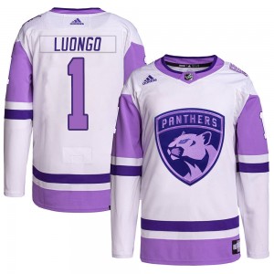 Men's Adidas Florida Panthers Roberto Luongo White/Purple Hockey Fights Cancer Primegreen Jersey - Authentic