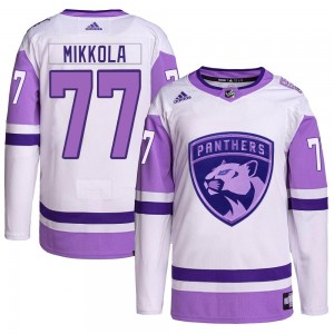Men's Adidas Florida Panthers Niko Mikkola White/Purple Hockey Fights Cancer Primegreen Jersey - Authentic