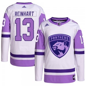 Men's Adidas Florida Panthers Sam Reinhart White/Purple Hockey Fights Cancer Primegreen Jersey - Authentic