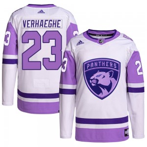 Men's Adidas Florida Panthers Carter Verhaeghe White/Purple Hockey Fights Cancer Primegreen Jersey - Authentic