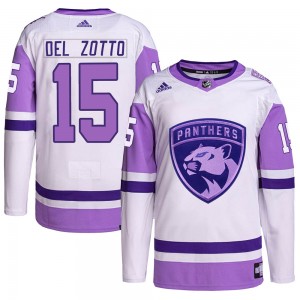 Men's Adidas Florida Panthers Michael Del Zotto White/Purple Hockey Fights Cancer Primegreen Jersey - Authentic