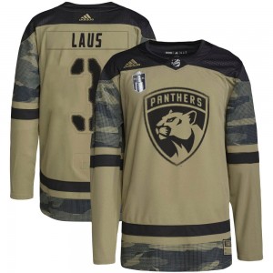 Men's Adidas Florida Panthers Paul Laus Camo Military Appreciation Practice 2023 Stanley Cup Final Jersey - Authentic