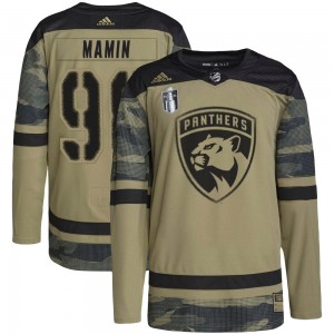 Men's Adidas Florida Panthers Maxim Mamin Camo Military Appreciation Practice 2023 Stanley Cup Final Jersey - Authentic