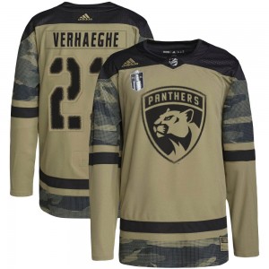 Men's Adidas Florida Panthers Carter Verhaeghe Camo Military Appreciation Practice 2023 Stanley Cup Final Jersey - Authentic