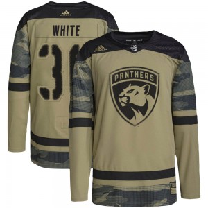 Men's Adidas Florida Panthers Colin White White Camo Military Appreciation Practice Jersey - Authentic