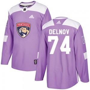 Men's Adidas Florida Panthers Alexander Delnov Purple Fights Cancer Practice Jersey - Authentic