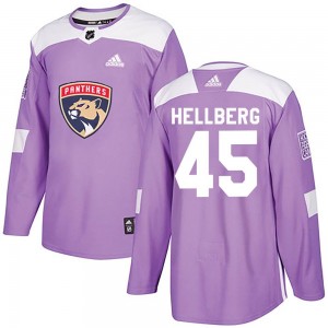 Men's Adidas Florida Panthers Magnus Hellberg Purple Fights Cancer Practice Jersey - Authentic