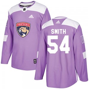 Men's Adidas Florida Panthers Givani Smith Purple Fights Cancer Practice Jersey - Authentic